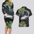 Outrigger Canoe Black Couples Matching Long Sleeve Bodycon Dress and Hawaiian Shirt On The Waves