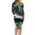 Outrigger Canoe Black Family Matching Long Sleeve Bodycon Dress and Hawaiian Shirt On The Waves