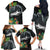 Outrigger Canoe Black Family Matching Off The Shoulder Long Sleeve Dress and Hawaiian Shirt On The Waves