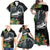 Outrigger Canoe Black Family Matching Off Shoulder Maxi Dress and Hawaiian Shirt On The Waves