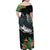 Outrigger Canoe Black Family Matching Off Shoulder Maxi Dress and Hawaiian Shirt On The Waves