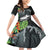 Outrigger Canoe Black Family Matching Off Shoulder Short Dress and Hawaiian Shirt On The Waves