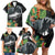 Outrigger Canoe Black Family Matching Off Shoulder Short Dress and Hawaiian Shirt On The Waves