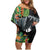 Outrigger Canoe Black Family Matching Off Shoulder Short Dress and Hawaiian Shirt On The Waves