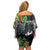 Outrigger Canoe Black Family Matching Off Shoulder Short Dress and Hawaiian Shirt On The Waves