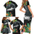 Outrigger Canoe Black Family Matching Short Sleeve Bodycon Dress and Hawaiian Shirt On The Waves