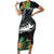 Outrigger Canoe Black Family Matching Short Sleeve Bodycon Dress and Hawaiian Shirt On The Waves