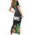 Outrigger Canoe Black Family Matching Short Sleeve Bodycon Dress and Hawaiian Shirt On The Waves