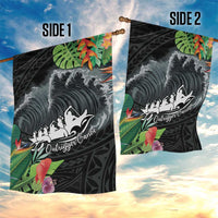 Outrigger Canoe Black Garden Flag On The Waves LT7 - Polynesian Pride