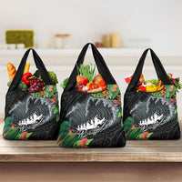 Outrigger Canoe Black Grocery Bag On The Waves LT7 3-pack One Size Black - Polynesian Pride