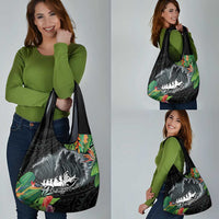 Outrigger Canoe Black Grocery Bag On The Waves LT7 - Polynesian Pride