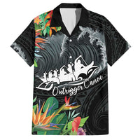 Outrigger Canoe Black Hawaiian Shirt On The Waves LT7 Black - Polynesian Pride