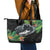 Outrigger Canoe Black Leather Tote Bag On The Waves