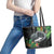 Outrigger Canoe Black Leather Tote Bag On The Waves