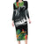 Outrigger Canoe Black Long Sleeve Bodycon Dress On The Waves