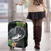 Outrigger Canoe Black Luggage Cover On The Waves LT7 - Polynesian Pride