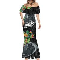 Outrigger Canoe Black Mermaid Dress On The Waves