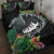 Outrigger Canoe Black Quilt Bed Set On The Waves