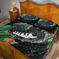 Outrigger Canoe Black Quilt Bed Set On The Waves LT7 - Polynesian Pride