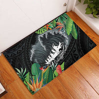 Outrigger Canoe Black Rubber Doormat On The Waves LT7 - Polynesian Pride