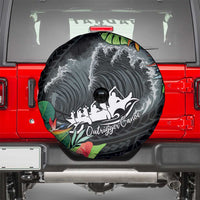 Outrigger Canoe Black Spare Tire Cover On The Waves LT7 - Polynesian Pride