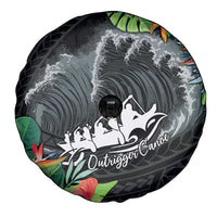 Outrigger Canoe Black Spare Tire Cover On The Waves LT7 - Polynesian Pride