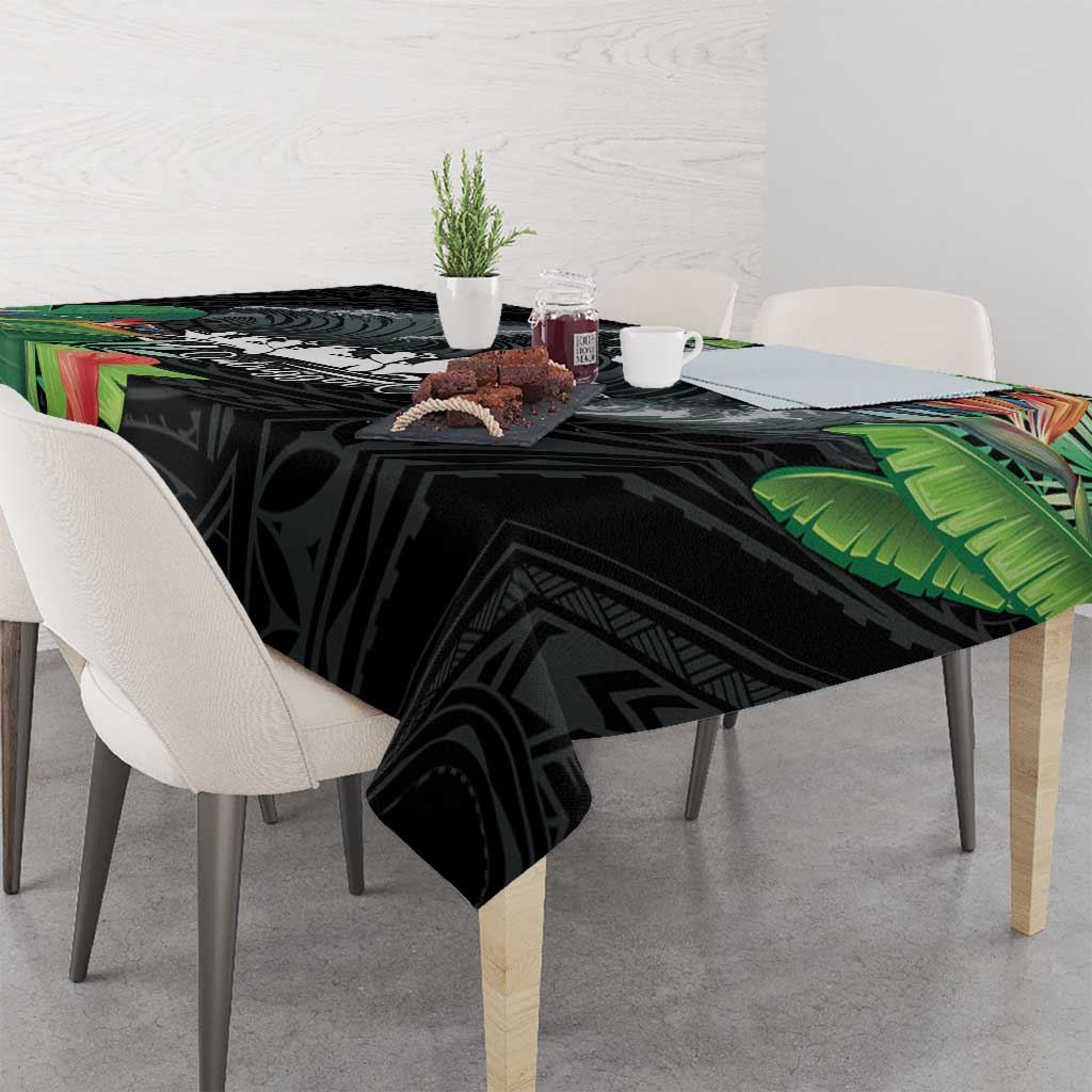 Outrigger Canoe Black Tablecloth On The Waves LT7 - Polynesian Pride
