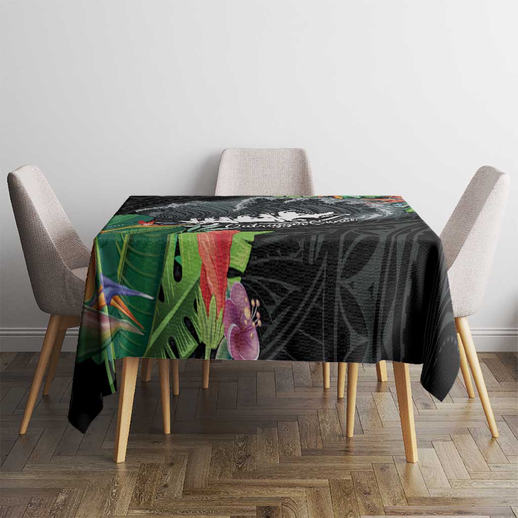 Outrigger Canoe Black Tablecloth On The Waves LT7 - Polynesian Pride