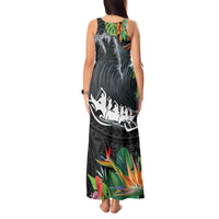 Outrigger Canoe Black Tank Maxi Dress On The Waves LT7 - Polynesian Pride