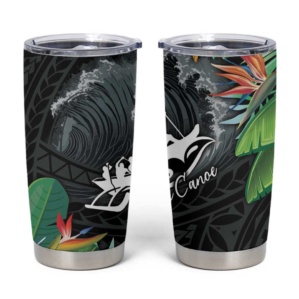 Outrigger Canoe Black Tumbler Cup On The Waves LT7 Black - Polynesian Pride