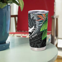 Outrigger Canoe Black Tumbler Cup On The Waves LT7 - Polynesian Pride