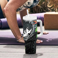 Outrigger Canoe Black Tumbler With Handle On The Waves LT7 - Polynesian Pride