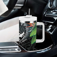 Outrigger Canoe Black Tumbler With Handle On The Waves LT7 - Polynesian Pride