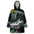 Outrigger Canoe Black Wearable Blanket Hoodie On The Waves