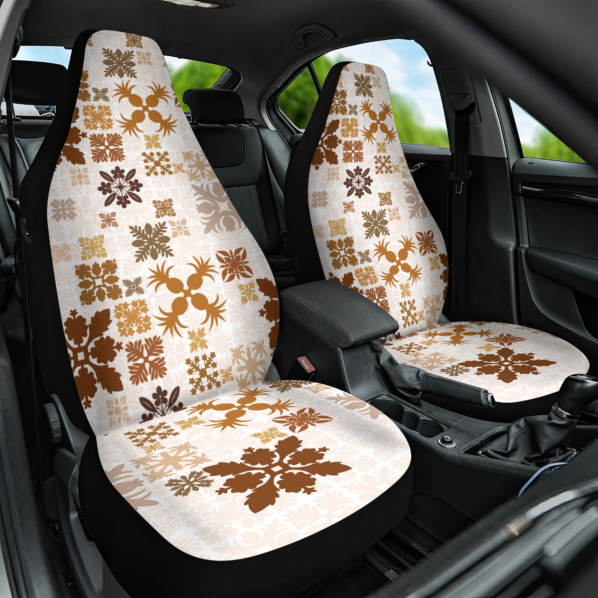 Vintage Hawaii Car Seat Cover Hawaiian Quilt Kapa Mismatch Beige LT7 One Size Beige - Polynesian Pride