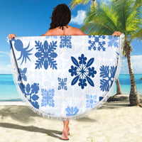 Vintage Hawaii Beach Blanket Hawaiian Quilt Kapa Mismatch Blue LT7 - Wonder Print Shop