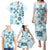 Vintage Hawaii Family Matching Puletasi Dress and Hawaiian Shirt Hawaiian Quilt Kapa Mismatch Teal LT7 - Polynesian Pride