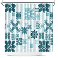 Vintage Hawaii Shower Curtain Hawaiian Quilt Kapa Mismatch Teal LT7 Teal - Polynesian Pride