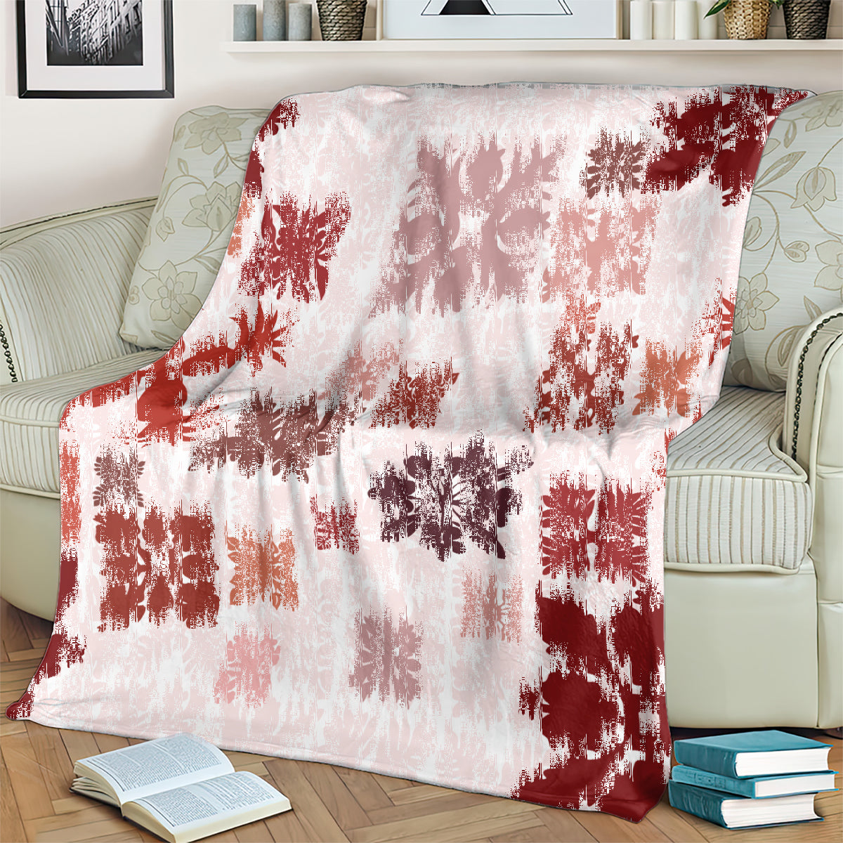 Vintage Hawaii Blanket Hawaiian Quilt Kapa Mismatch Red LT7 - Polynesian Pride