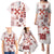 Vintage Hawaii Family Matching Puletasi Dress and Hawaiian Shirt Hawaiian Quilt Kapa Mismatch Red LT7 - Polynesian Pride