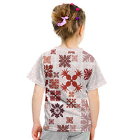Vintage Hawaii Kid T Shirt Hawaiian Quilt Kapa Mismatch Red LT7 - Polynesian Pride