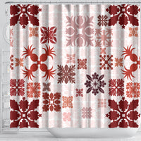 Vintage Hawaii Shower Curtain Hawaiian Quilt Kapa Mismatch Red LT7 - Polynesian Pride