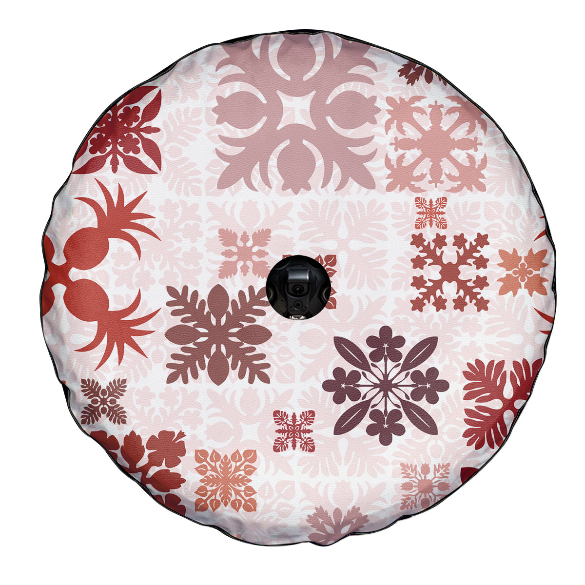Vintage Hawaii Spare Tire Cover Hawaiian Quilt Kapa Mismatch Red LT7 - Polynesian Pride