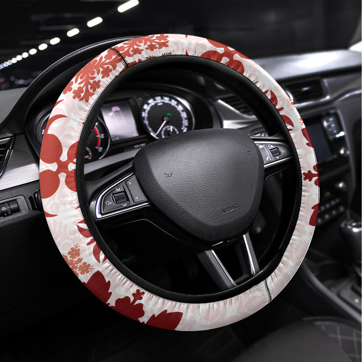 Vintage Hawaii Steering Wheel Cover Hawaiian Quilt Kapa Mismatch Red