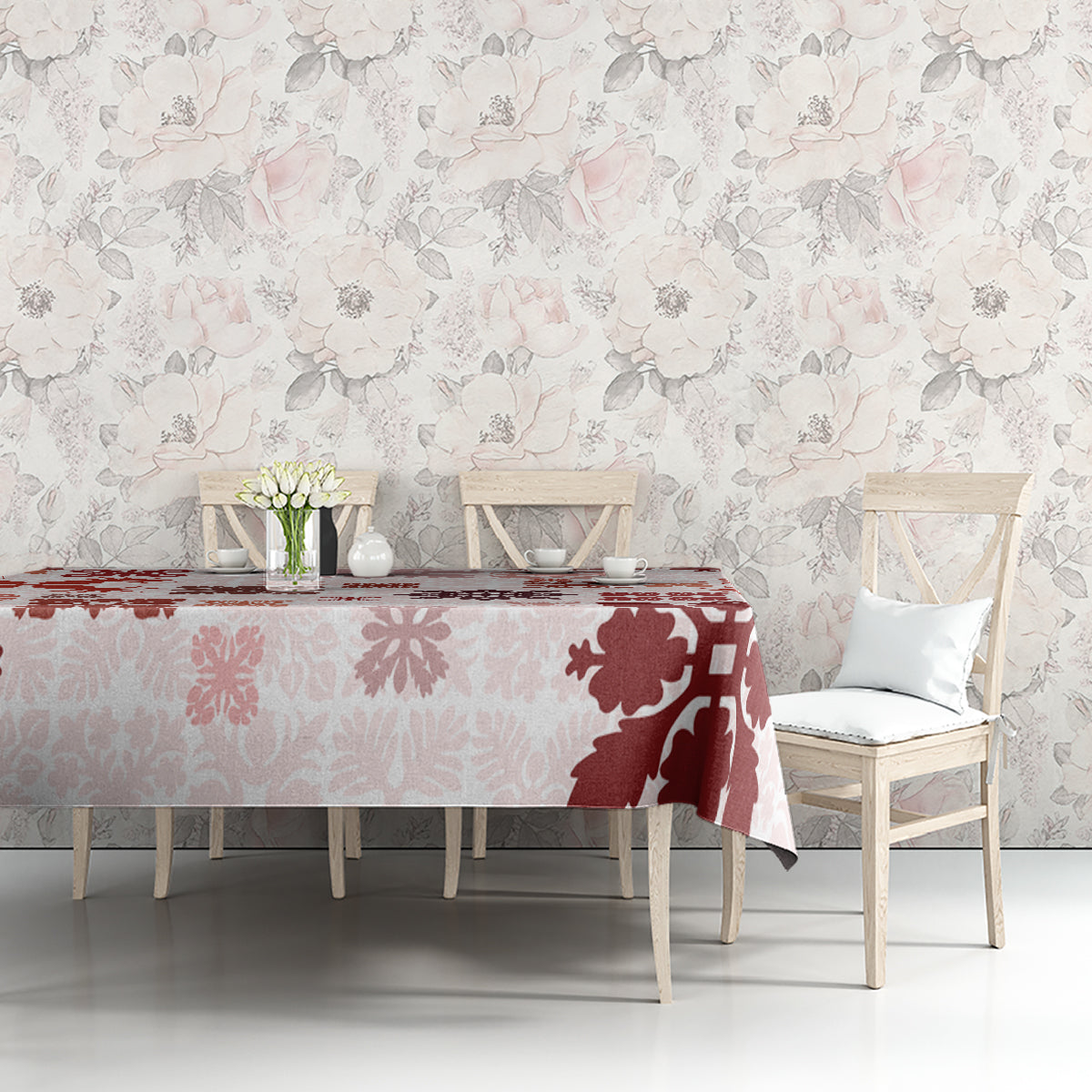 Vintage Hawaii Tablecloth Hawaiian Quilt Kapa Mismatch Red LT7 - Polynesian Pride