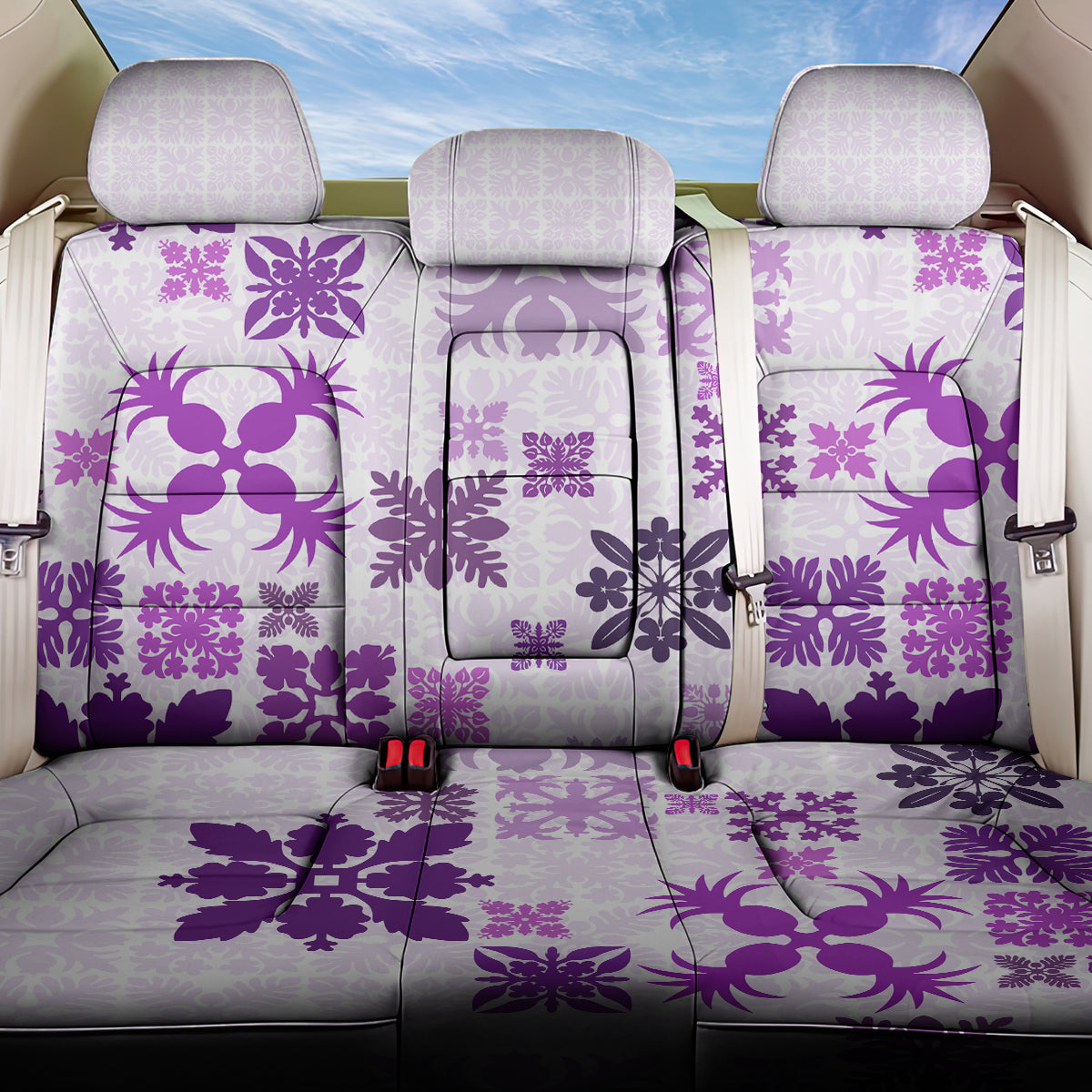 Vintage Hawaii Back Car Seat Cover Hawaiian Quilt Kapa Mismatch Purple