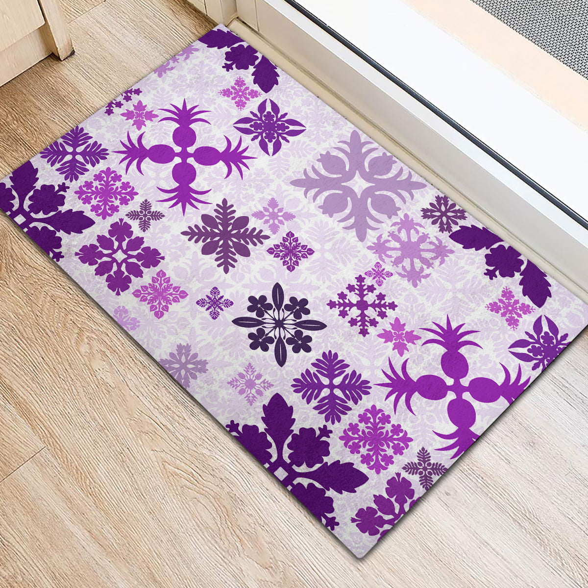 Vintage Hawaii Rubber Doormat Hawaiian Quilt Kapa Mismatch Purple LT7 - Polynesian Pride
