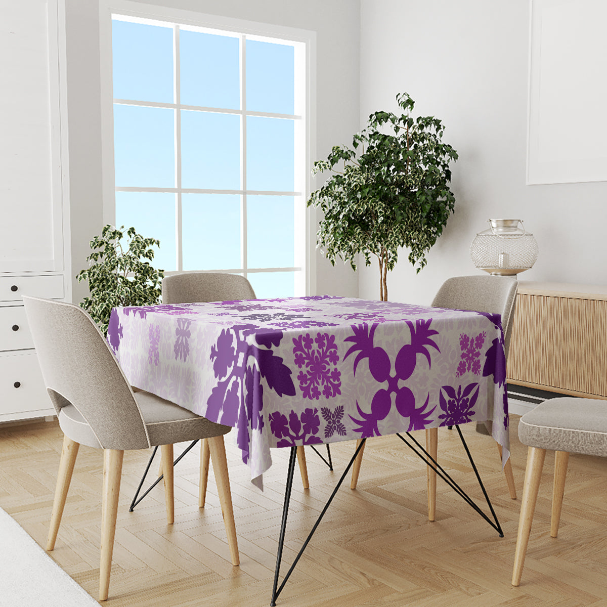 Vintage Hawaii Tablecloth Hawaiian Quilt Kapa Mismatch Purple LT7 - Polynesian Pride