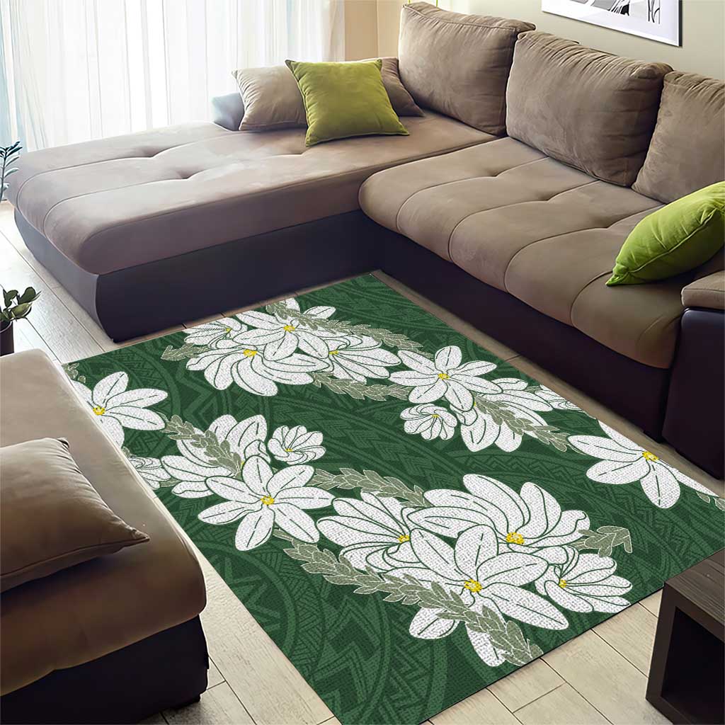 Ia Orana Tahiti Tiare Area Rug Sage Green Lei - Polynesian Pride
