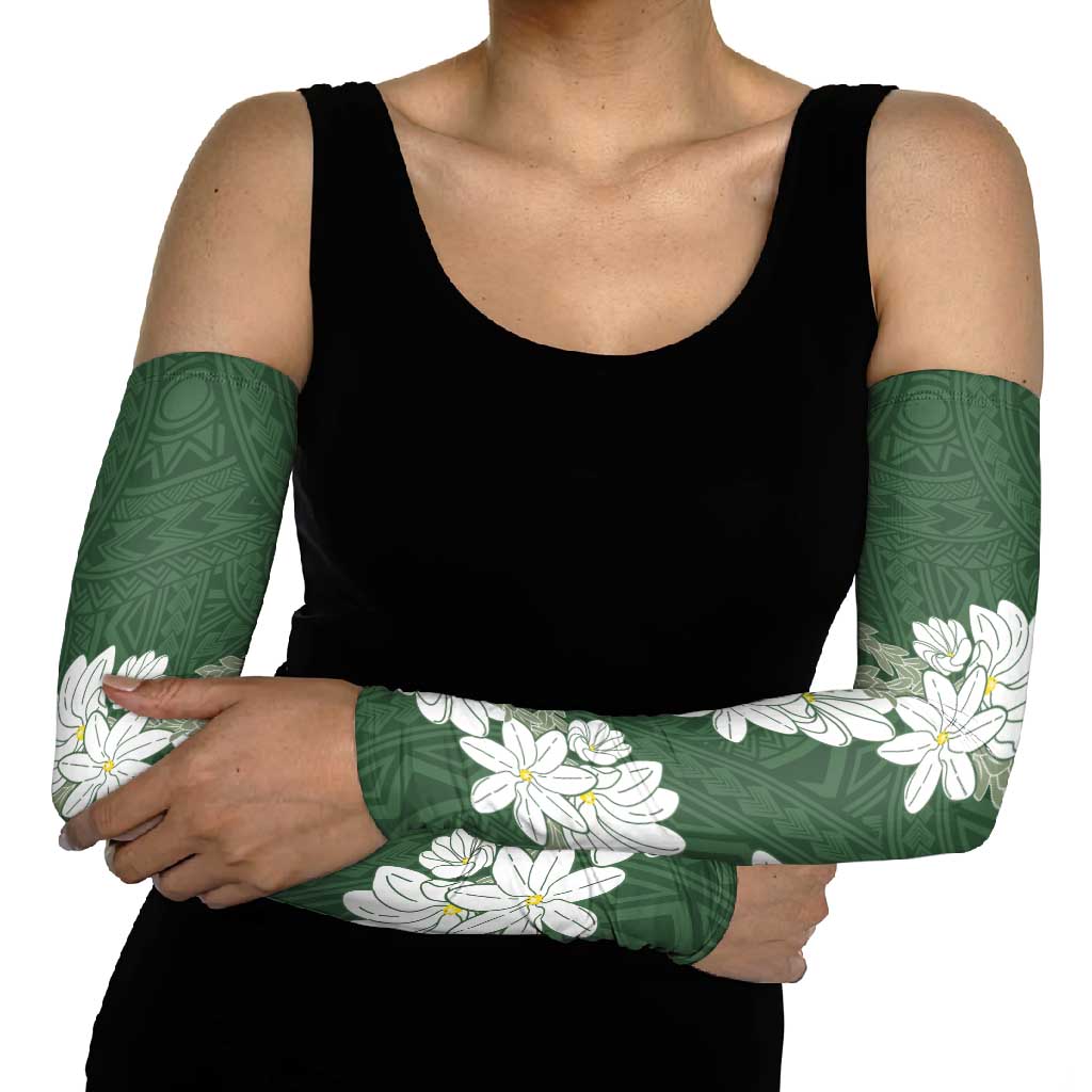 Ia Orana Tahiti Tiare Arm Sleeves Sage Green Lei - Polynesian Pride